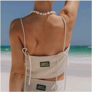 2 Piece Daily Drills Linen Set Resort Shorts and Linen Tie Tank XS/S